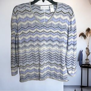 Alfred Dunner Lavender‎ & Gray Sparkle Top